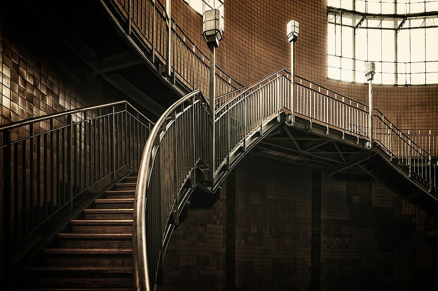 House, Stairs, Railing, Old, Staircase, Architecture, Perspective, Interior, Historically, Building, Window