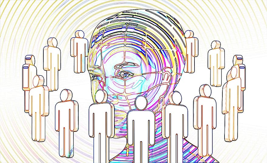 Head, Wireframe, Face, Personal, District, Surround, Surrounded, Bullying, Right In The Middle, Midst, Lines