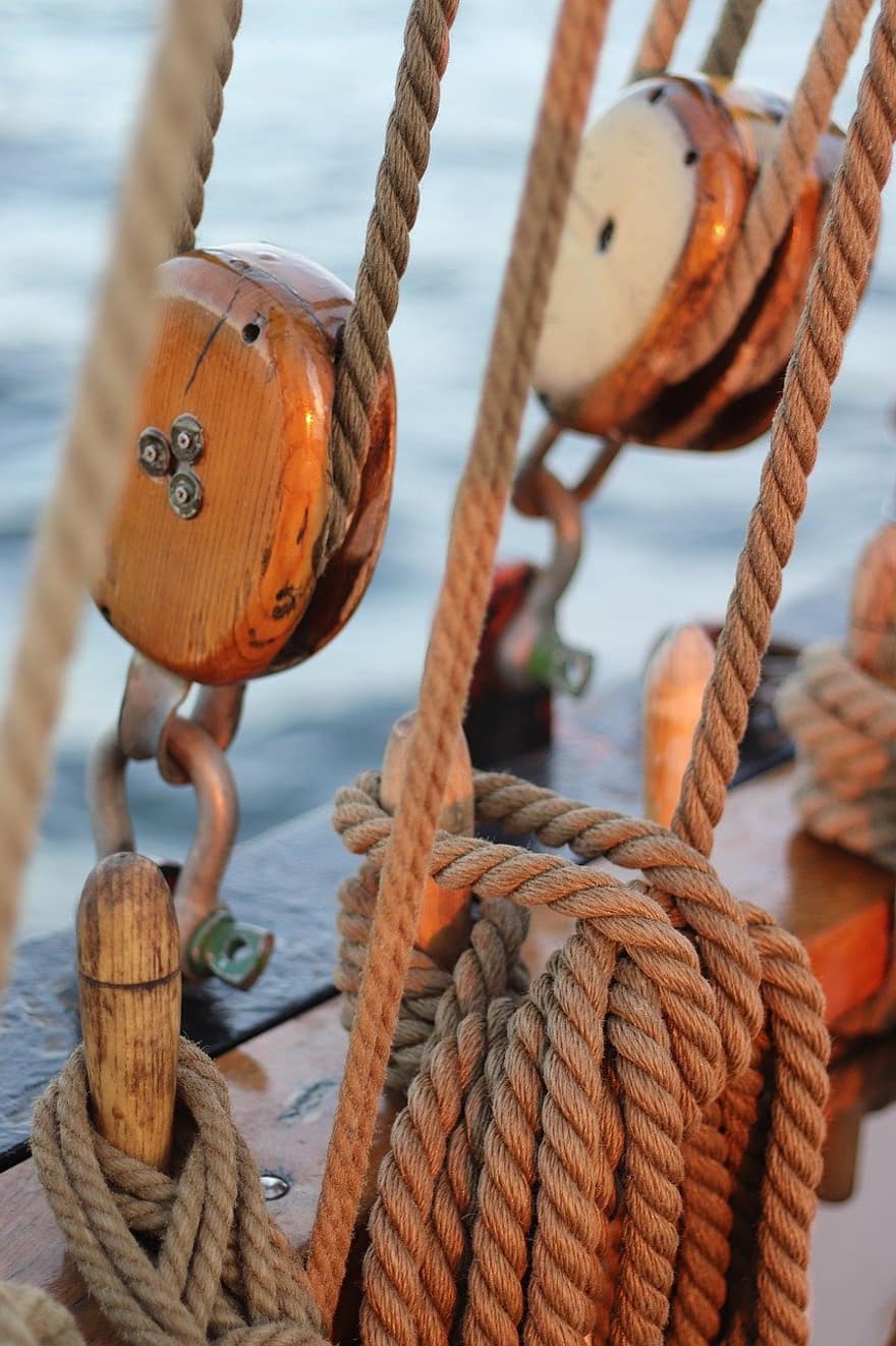 セーリング、ロープ、船乗り、航海船、リギング、ヨット、帆船、ボートデッキ、帆、結び目、木材