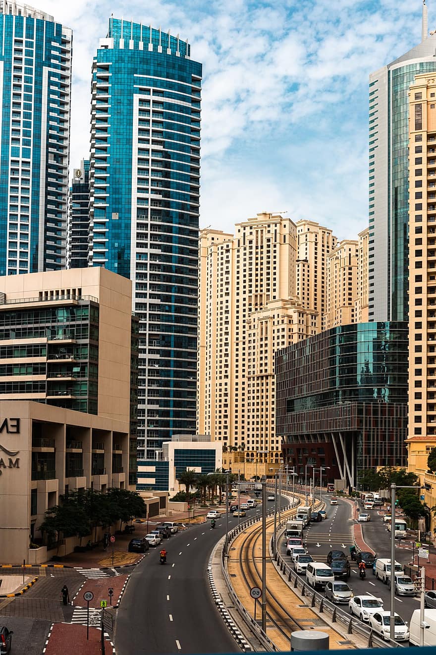 Dubai, Mange Windows, skyskraber, arkitektur, by-, bygninger, kontor, tårn, forretning