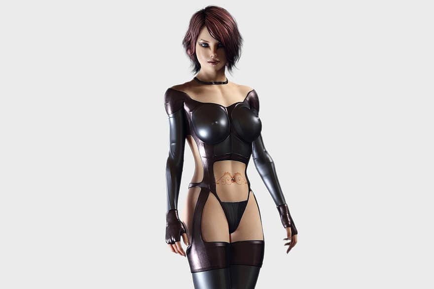 Woman, Ai, Model, Virtual, Render, Leather, Artificial, 3d Illustrations, Character, 3d Rendering