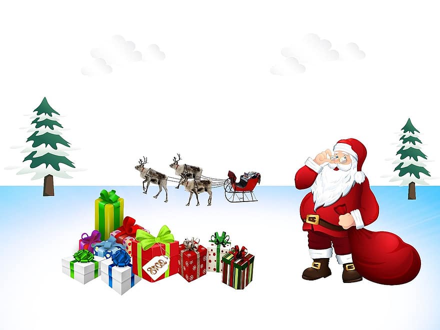 Kalėdos, Kalėdų Senelis, dovanos, linksmų Kalėdų, išvakarės, festivalis, eglės, žiemą, tradicija