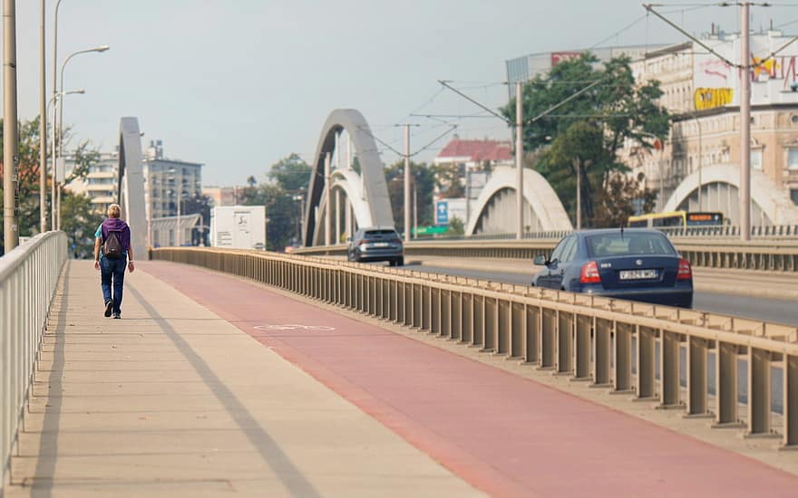 promenade, brug, weg, snelweg, stedelijk, architectuur, verkeer