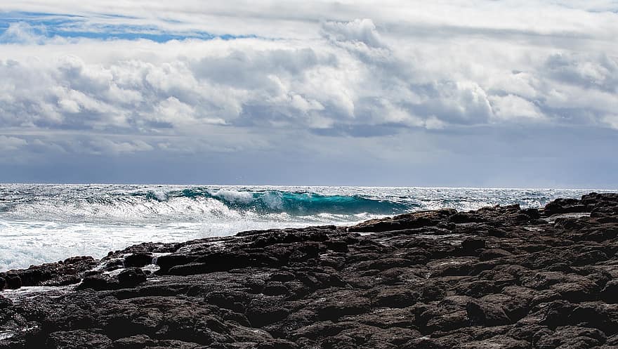 mar, roques, onades, oceà, platja, línia de costa, Maurici, vista al mar, roca volcànica, costa volcànica, vista