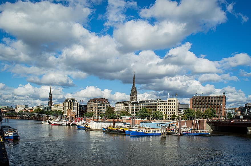 ville, Voyage, tourisme, Hambourg, Elbe, Speicherstadt