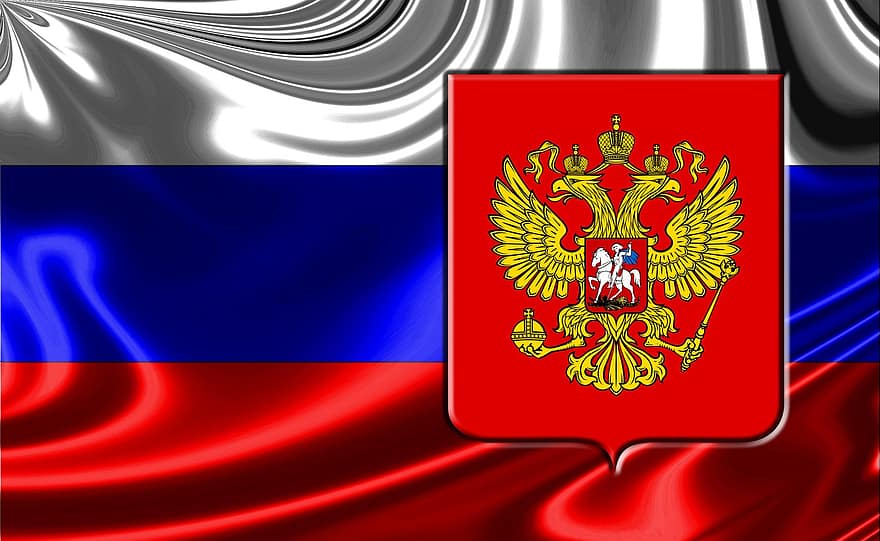 Rusia, bandera rusa, escudo de armas ruso, bandera de rusia, bandera, águila imperial