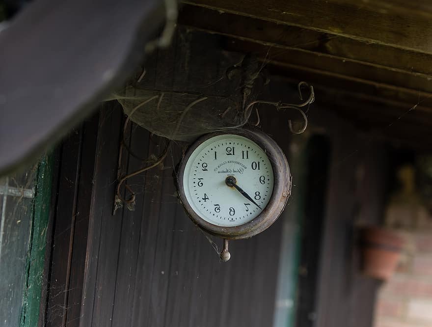 ceas vechi, antic, pânză de păianjen, Ceas stabil, ceas, timp, vechi, rustic, decor, web