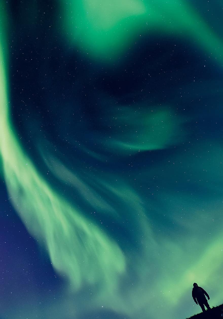Noorderlicht, hemel, Noorwegen, het fenomeen van, nacht, Scandinavië, Aurora, groen, polair