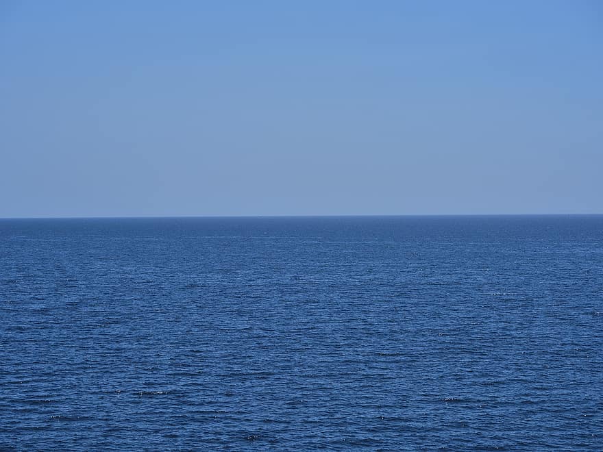 البحر ، محيط ، الأفق ، خلفية ، مياه هادئة ، امن ، النهار ، أزرق ، ماء ، موجة ، الصيف