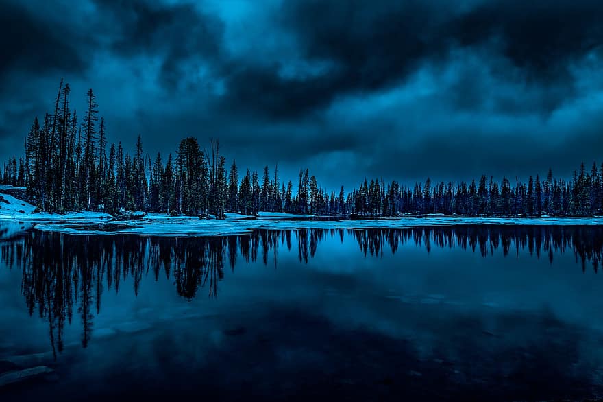 Nature, Trees, Lake, Outdoors, Travel, Exploration, Wilderness, Forest, Winter, blue, water