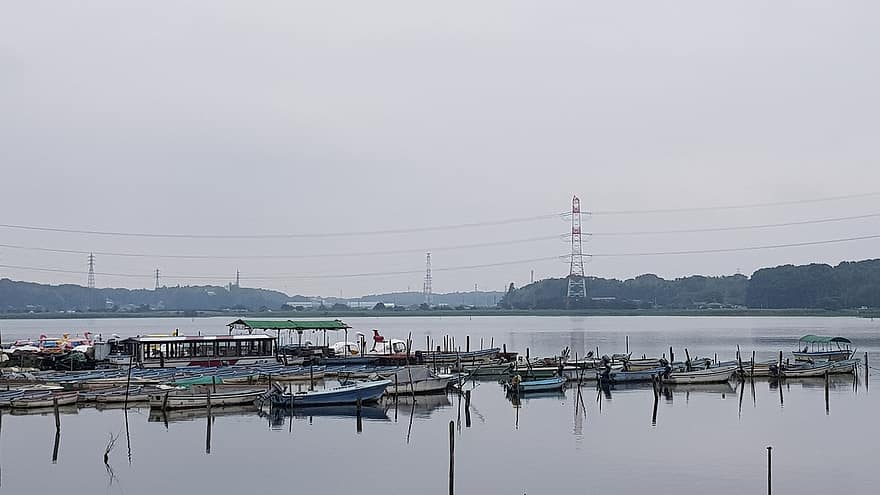 järvi, veneet, portti, satama, Kashiwa