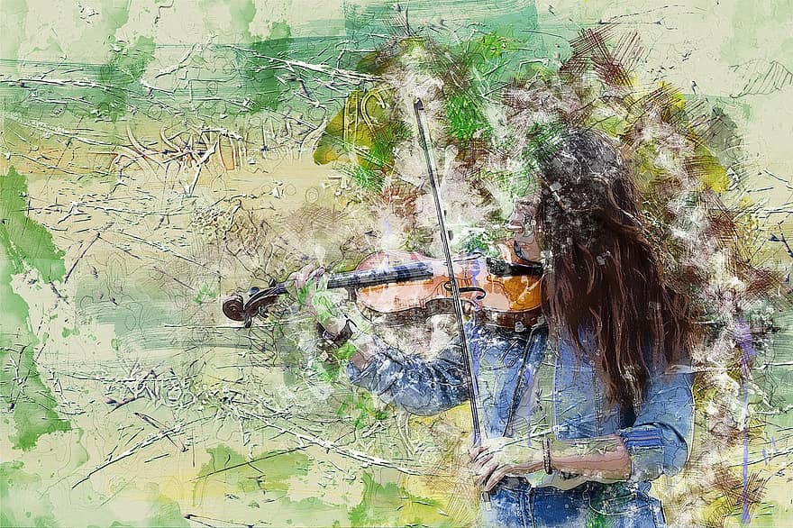 женщина, скрипка, музыкант, Музыка, инструмент, музыкальный инструмент, Изобразительное искусство