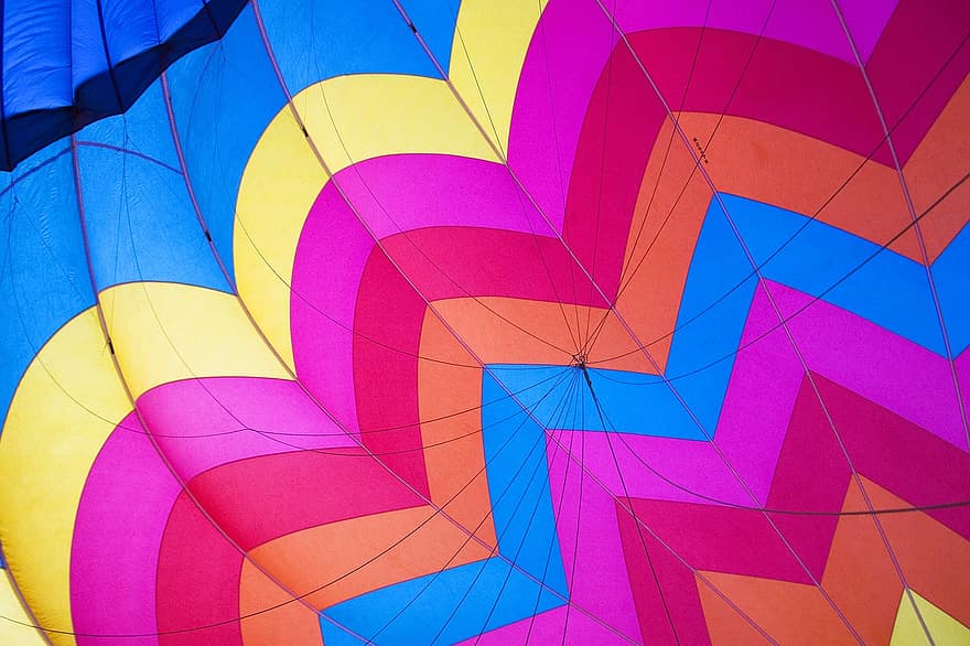 varmluftballon, stof, farverig, ballooning