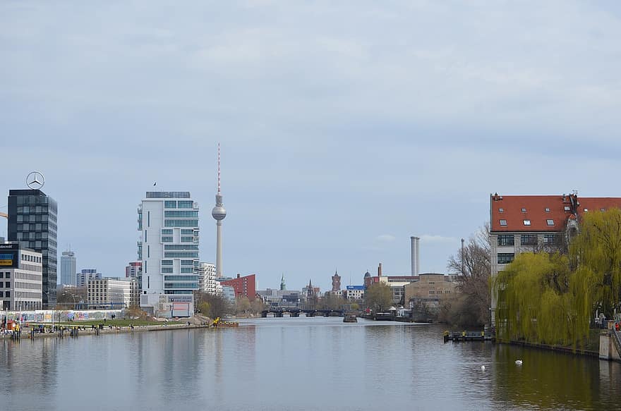Berlim, Alemanha, cidade, panorama, urbano, cultura, construção, arquitetura, céu, ponto de referência, fachada