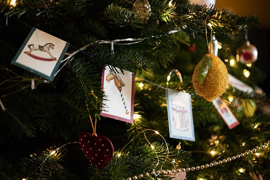 クリスマス、クリスマスの飾り、クリスマスの時期、デコレーション、木、お祝い、シーズン、冬、贈り物、クリスマスツリー、きらきら