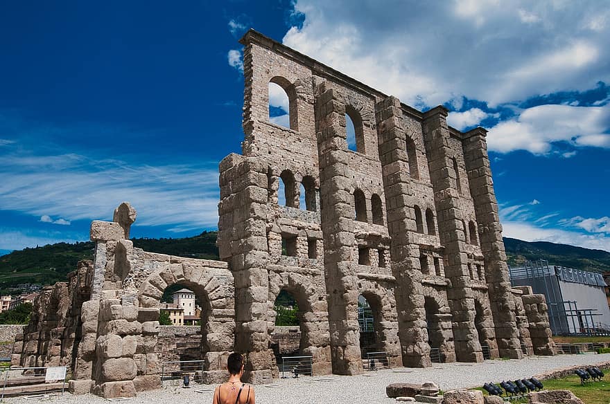 monument, Aosta, roman, arkitektur, bygning, historie