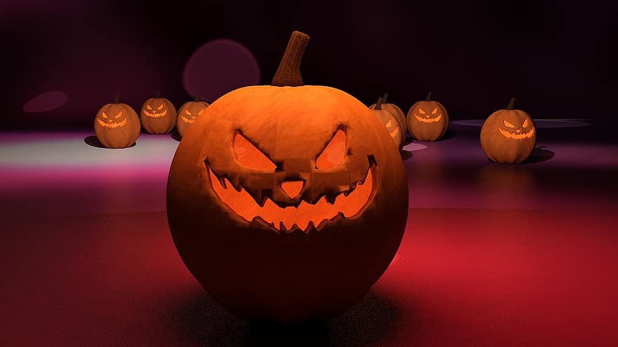 zucche, jack o lanterne, Halloween, zucche intagliate, lanterne, Lanterne di Halloween, decorazione di Halloween
