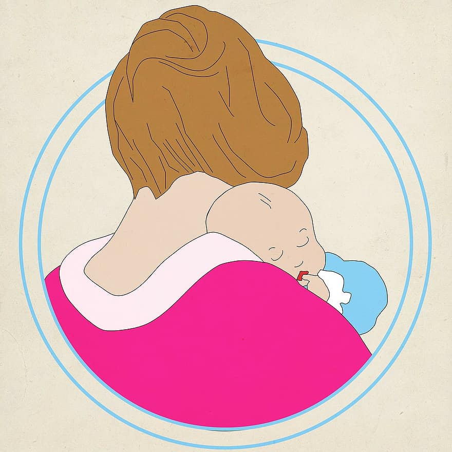 mẹ, đứa bé, xác ướp, dễ thương, con trai, mới sinh, trẻ sơ sinh, giữ, yêu và quý, đang ngủ, bú