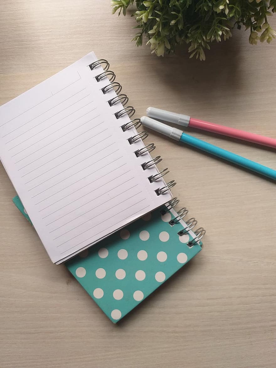 buku catatan, pulpen, meja tulis, kantor, menulis, perlengkapan sekolah, penulisan, belajar, pendidikan, sekolah