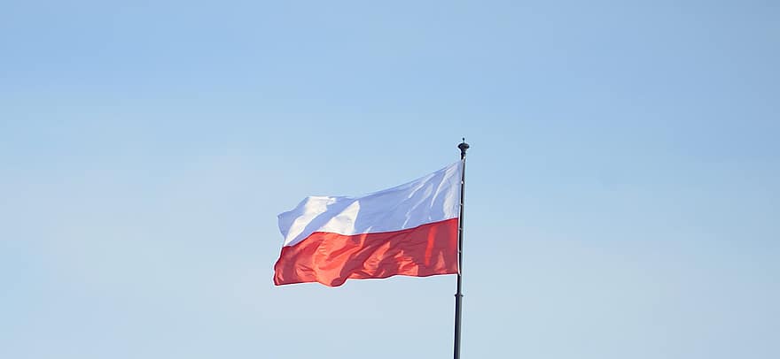 Flag, Country, Poland, Symbol, patriotism, blue, single object, national landmark, dom, close-up, day