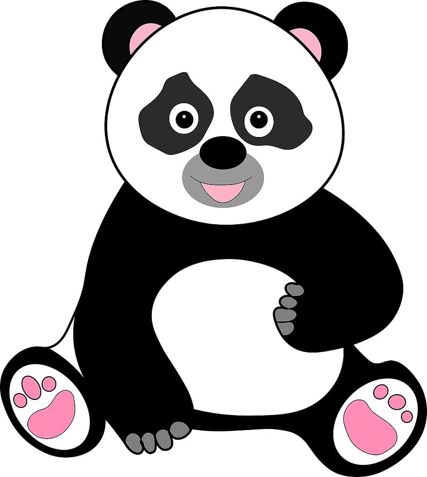 tecknad serie, djur-, panda, dra, färg
