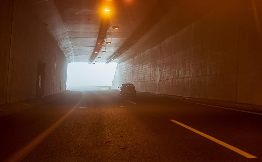 tunnel, strada, nebbia, autostrada, carreggiata, auto, Grecia, Egnatia, mezzi di trasporto, velocità, traffico