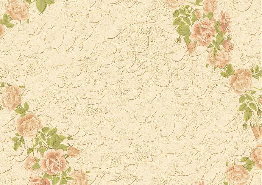 Leaves, Structure, Background, Roses, Beige, Apricot, Invitation, Nostalgic, Country House, Playful, Romantic
