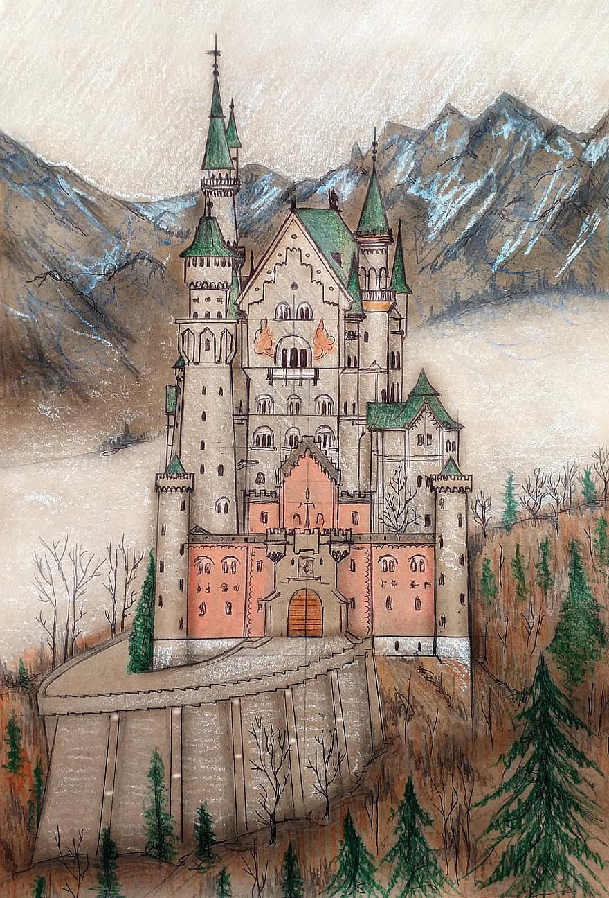 Lâu đài Neuschwanstein, bayern, ludwig ii, Lâu đài, ngành kiến ​​trúc, nơi trưng bày, nước Đức, Châu Âu, tòa tháp, neuschwanstein, cung điện