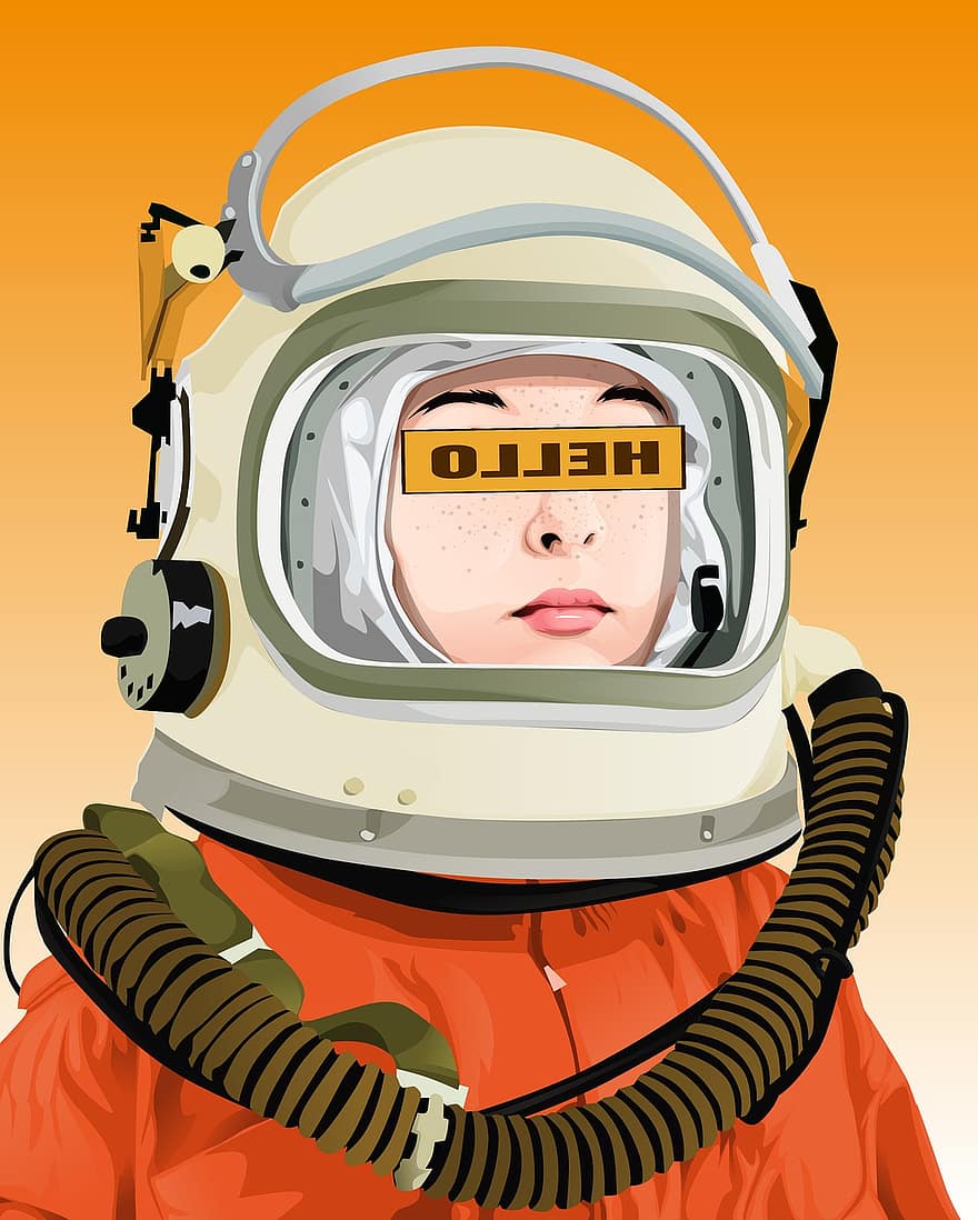 astronaut, rymd kostym, kvinna, flicka, spacewoman