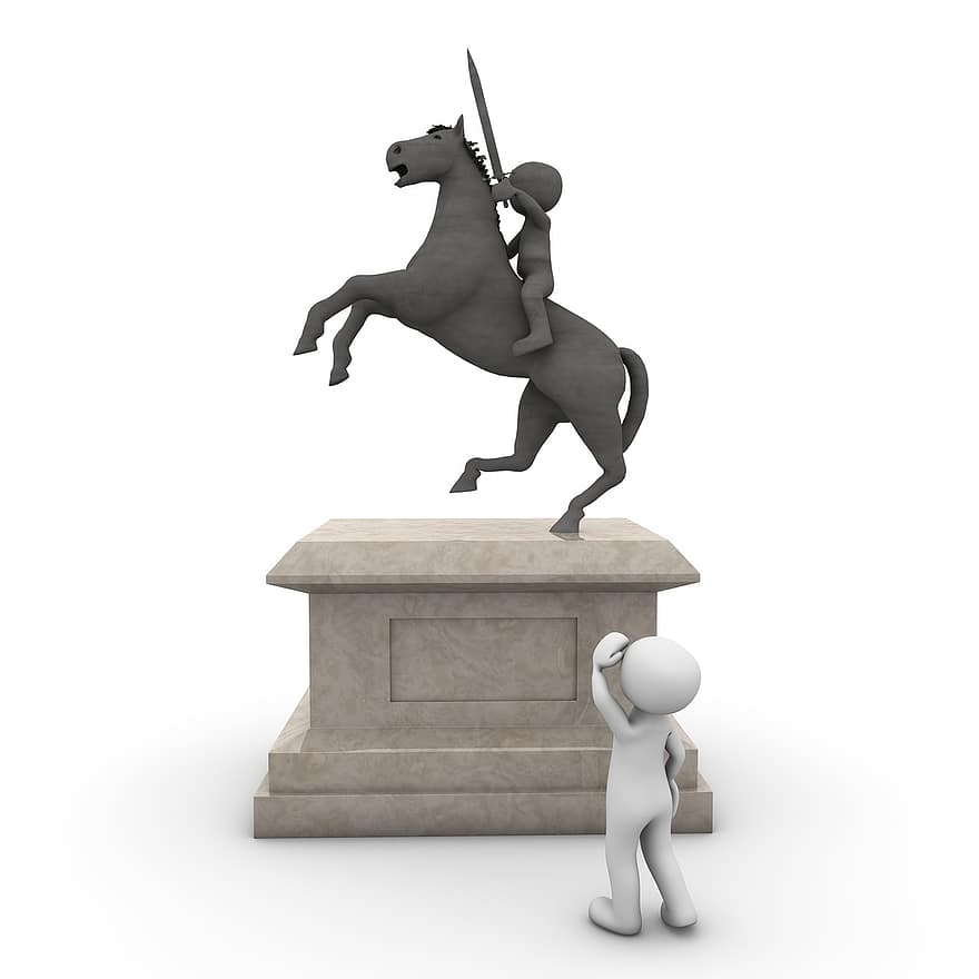 monument, Reiter, hest, kraft, globus, sten-, skulptur, milepæl