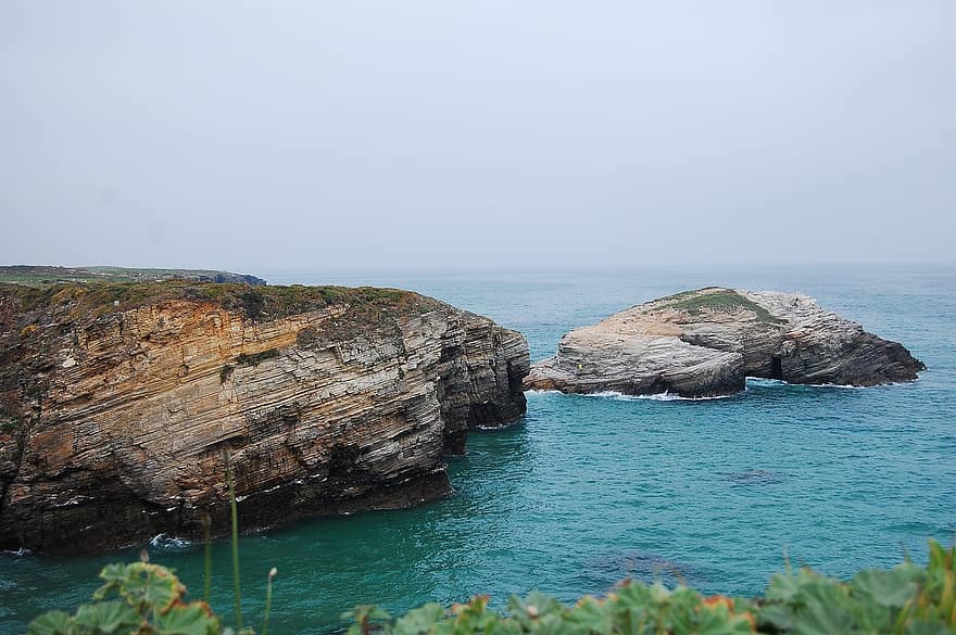 Golfo de Vizcaya, mar, Oceano, rocas, acantilado, línea costera, rock, agua, paisaje, azul, verano