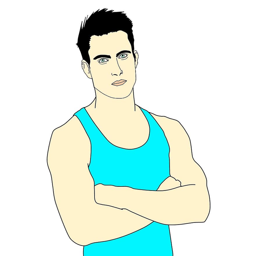 man, illustration, bodybuilding, ung