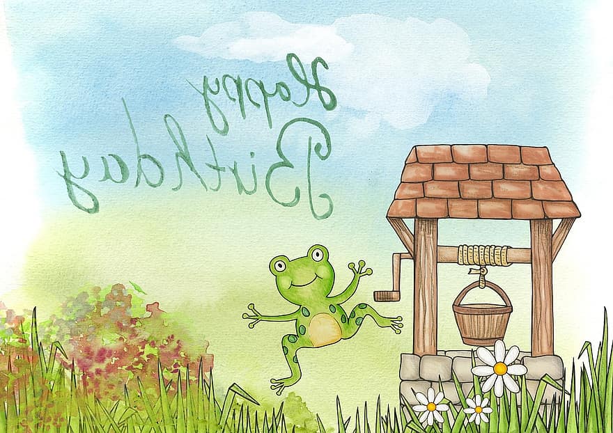 Happy, Birthday, Frog, Well, Kids, Happy Birthday, Celebration, Art, Party, Fun, Colorful