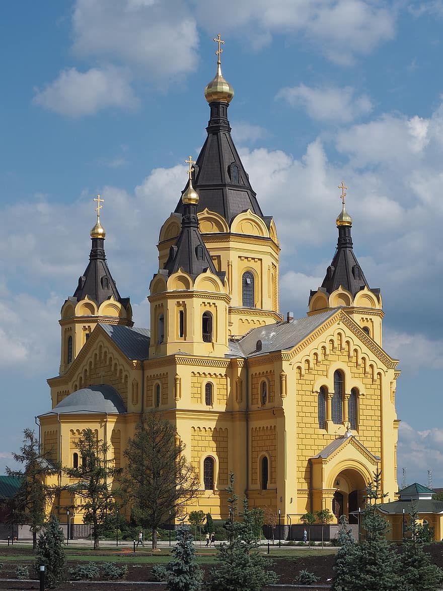 alexander nevsky katedrāle, arhitektūra, baznīca, nizhny novgorod, katedrāle, reliģiju