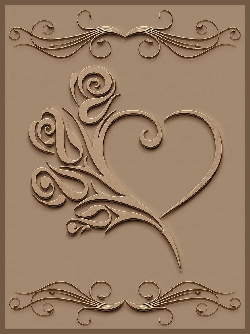 Wood, Sculpt, Carved, Heart, Background, Graphic, Decorative, Design, Ornament, Flourish, Texture