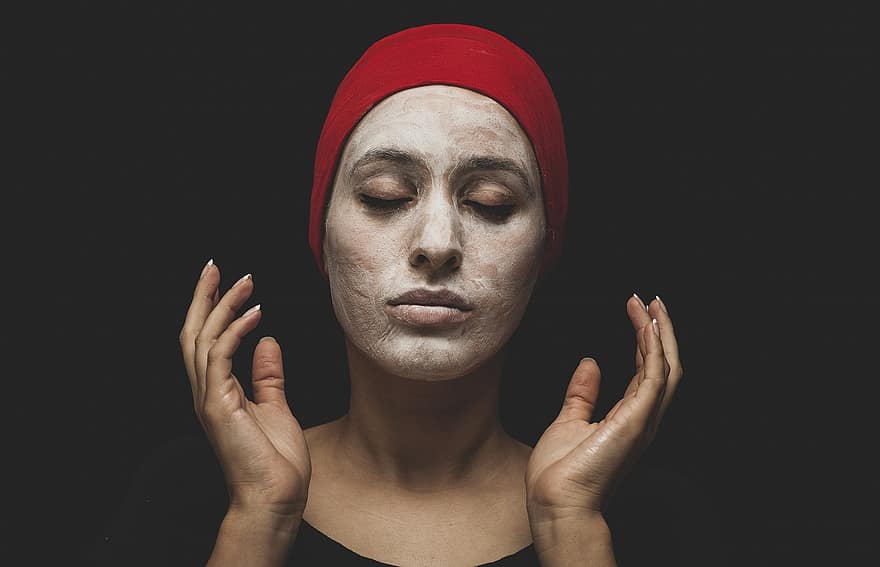 Clay Mask, Woman, Skincare, Face, Mask, Beauty, Girl, Model, Pose, Hands
