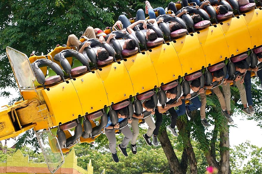 Ride, Amusement Park, Childhood, Extreme, yellow, sport, fun, summer, multi colored, excitement, equipment