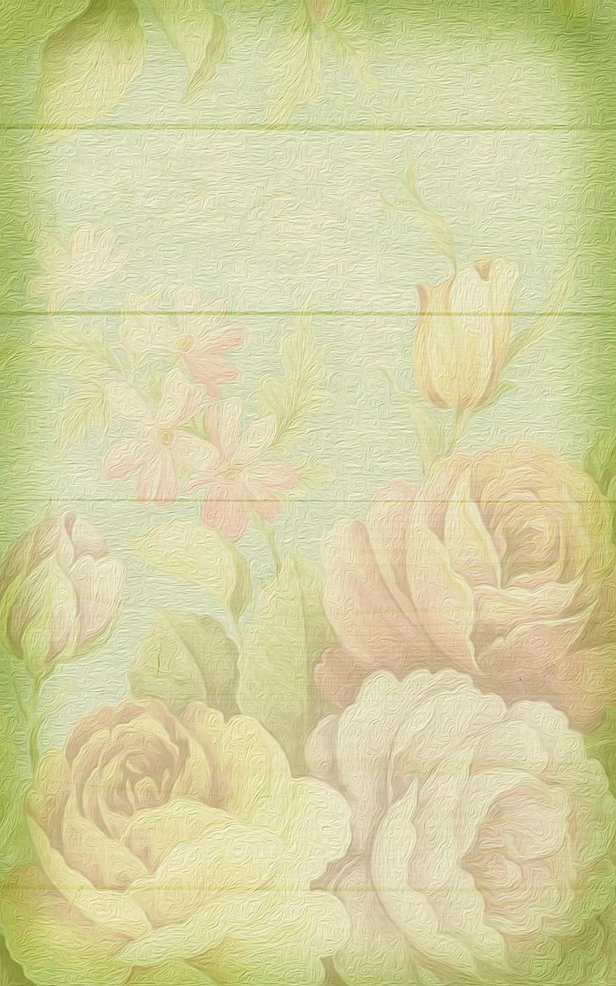 Soft, Pastel, Roses, Background, Romantic, Vintage, Pastellfarben, Hell, Spring, Antique, Photo Painting