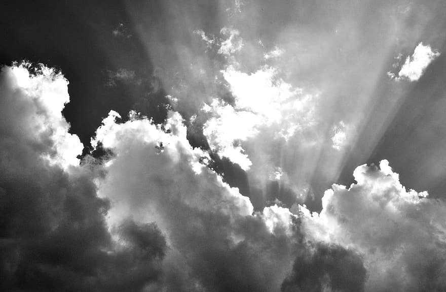 des nuages, cumulus, lumière du soleil, orage, nuage, ciel, Météo, journée, stratosphère, couvert, arrière-plans