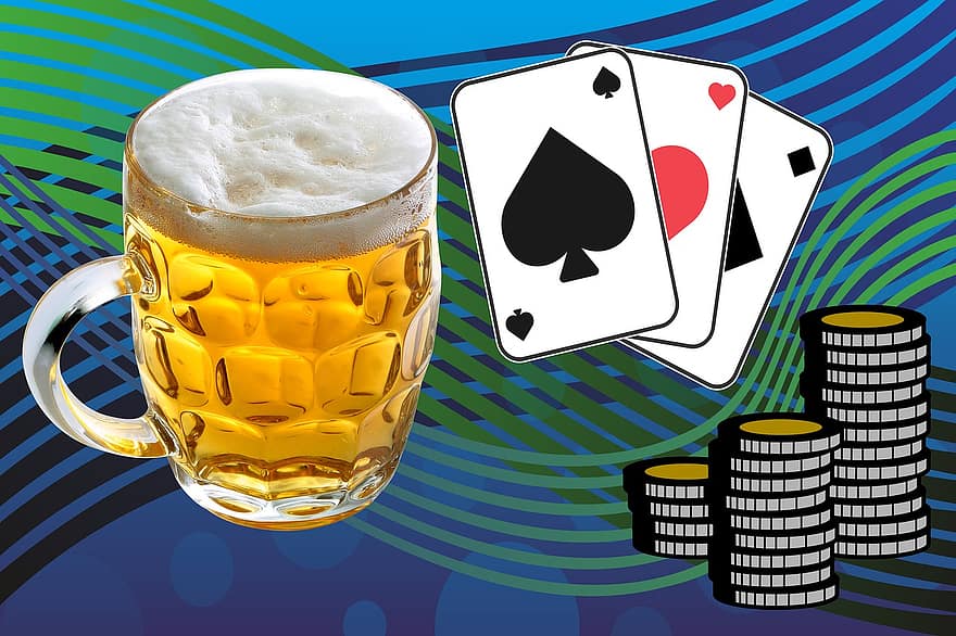 cartes, Bière, poker, chips, Jeux, divertissement, amusement