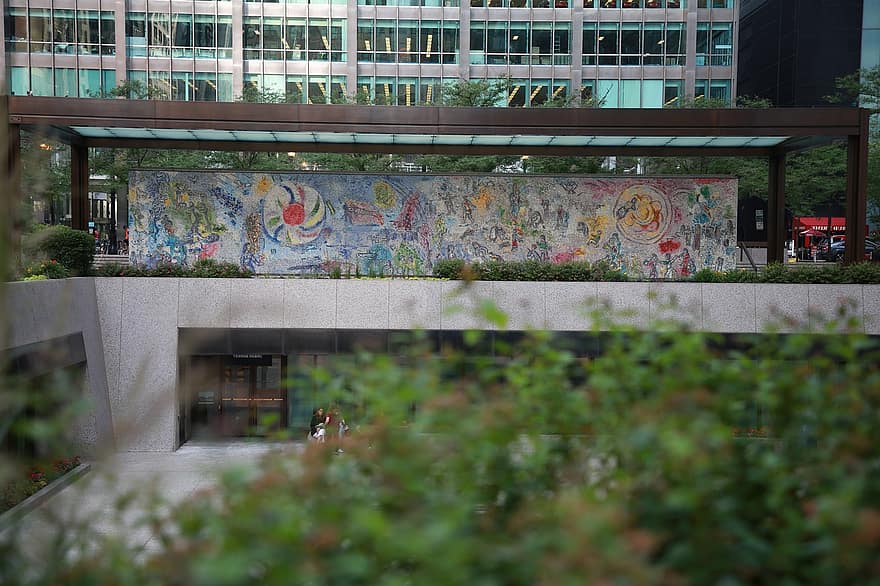 pintada, Art º, ciudad, marc chagall, chicago, Illinois, torre de persecución, arquitectura, moderno, vida en la ciudad, exterior del edificio