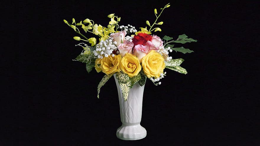 квіти, ваза, прикраса, троянда, цвітіння, подарунок, Рослина, флора