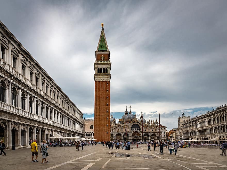 Venezia, saint mark er basilikaen, Markusplassen, Italia, piazza san marco, campanile, tårn, klokketårn, kirke, katedral, renessanse