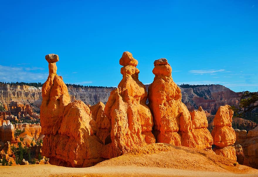 Sandsteine, Steinformationen, Natur, Landschaft, Touristenattraktion, Ziel, Naturschutzgebiet, Nationalpark, Bryce Canyon Nationalpark, Utah, Amerika