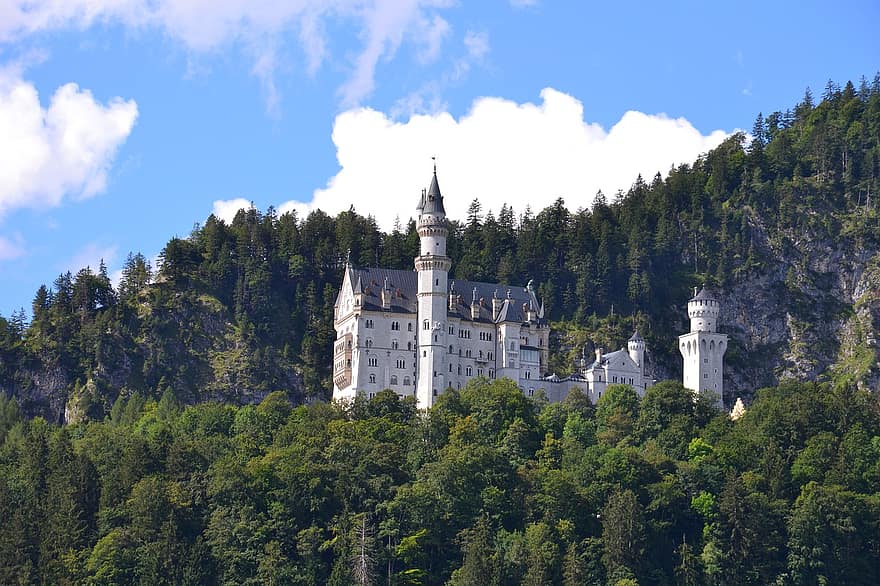 slott, kristin, neuschwanstein slott, Füssen, allgäu, fe slott, Tyskland, bavaria, arkitektur, byggnad, historisk
