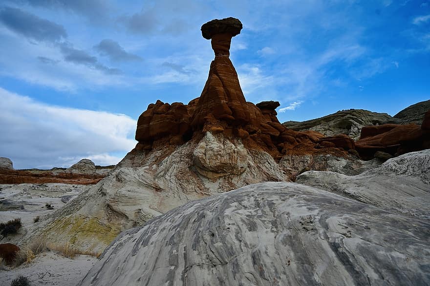 Hoodos de seta venenosa, formacion de roca, paisaje, Desierto, rocas, la erosión del viento, naturaleza, rock, arena, montaña, erosionado