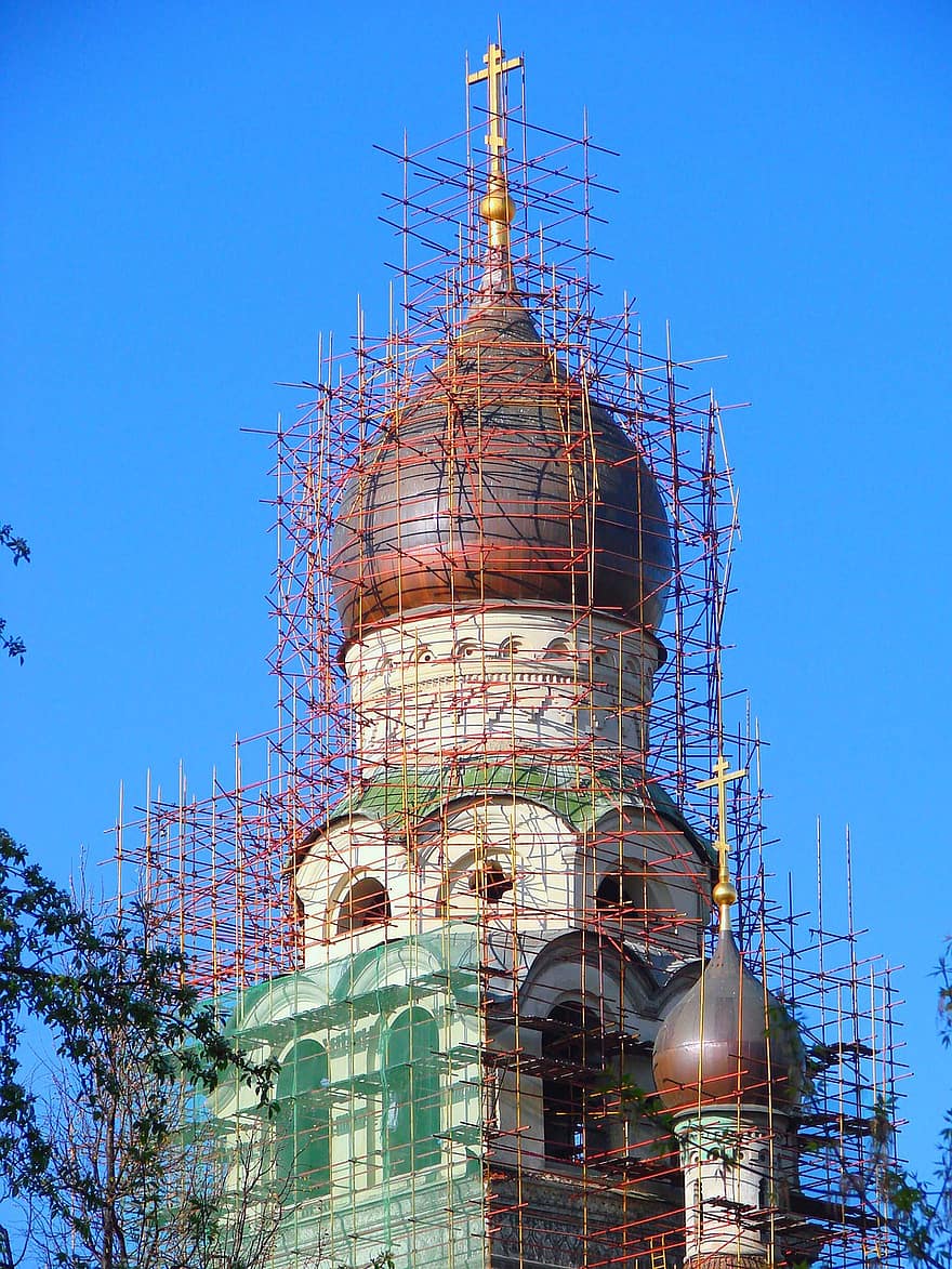 kirke, restaurering, reparation, tempel, ortodokse kirke, by, arkitektur, antikken, Rusland, Moskva
