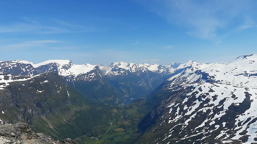 berg, snö, Norge, naturskön, panorama, naturen av, bergsresa, vildmark
