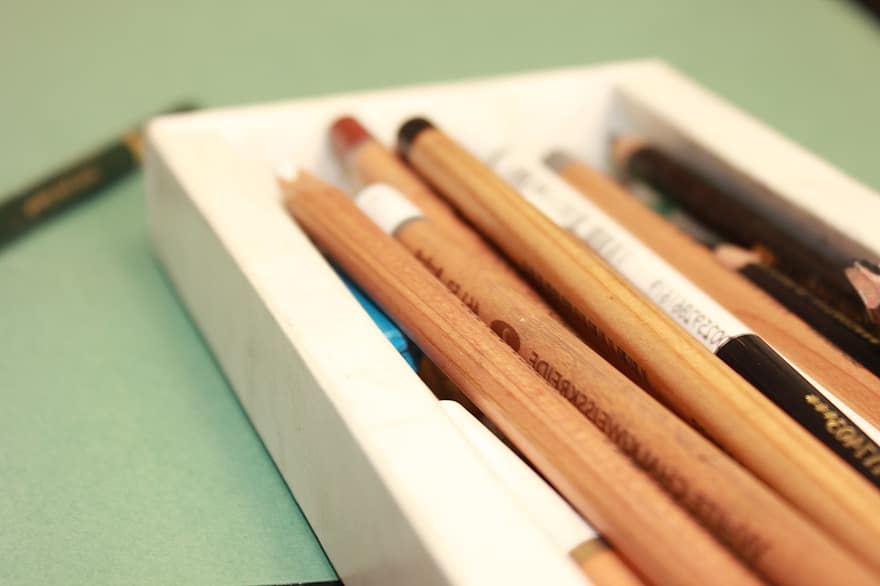 pensil, seni, kreativitas, lukisan, alat, menyediakan, bahan, kerajinan, palet