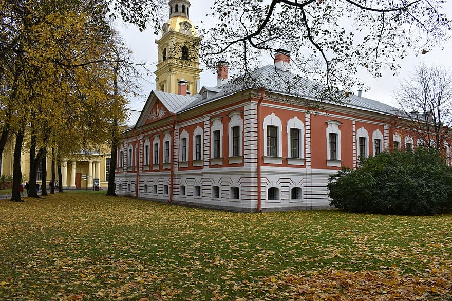 bâtiment, jardin, façade, architecture, vieux, Saint-Pétersbourg, Russie, historique